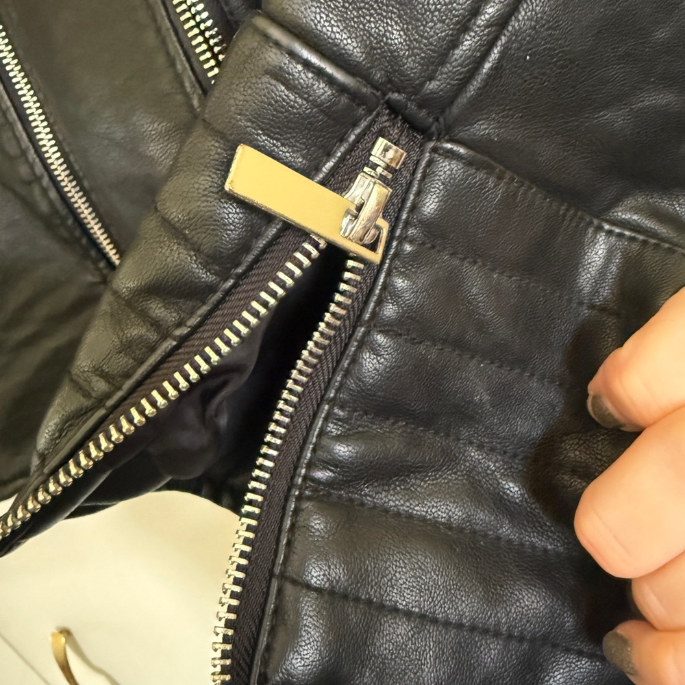 Vegan Leather Fully Lined Moto Jacket XL - Picture 3 of 9